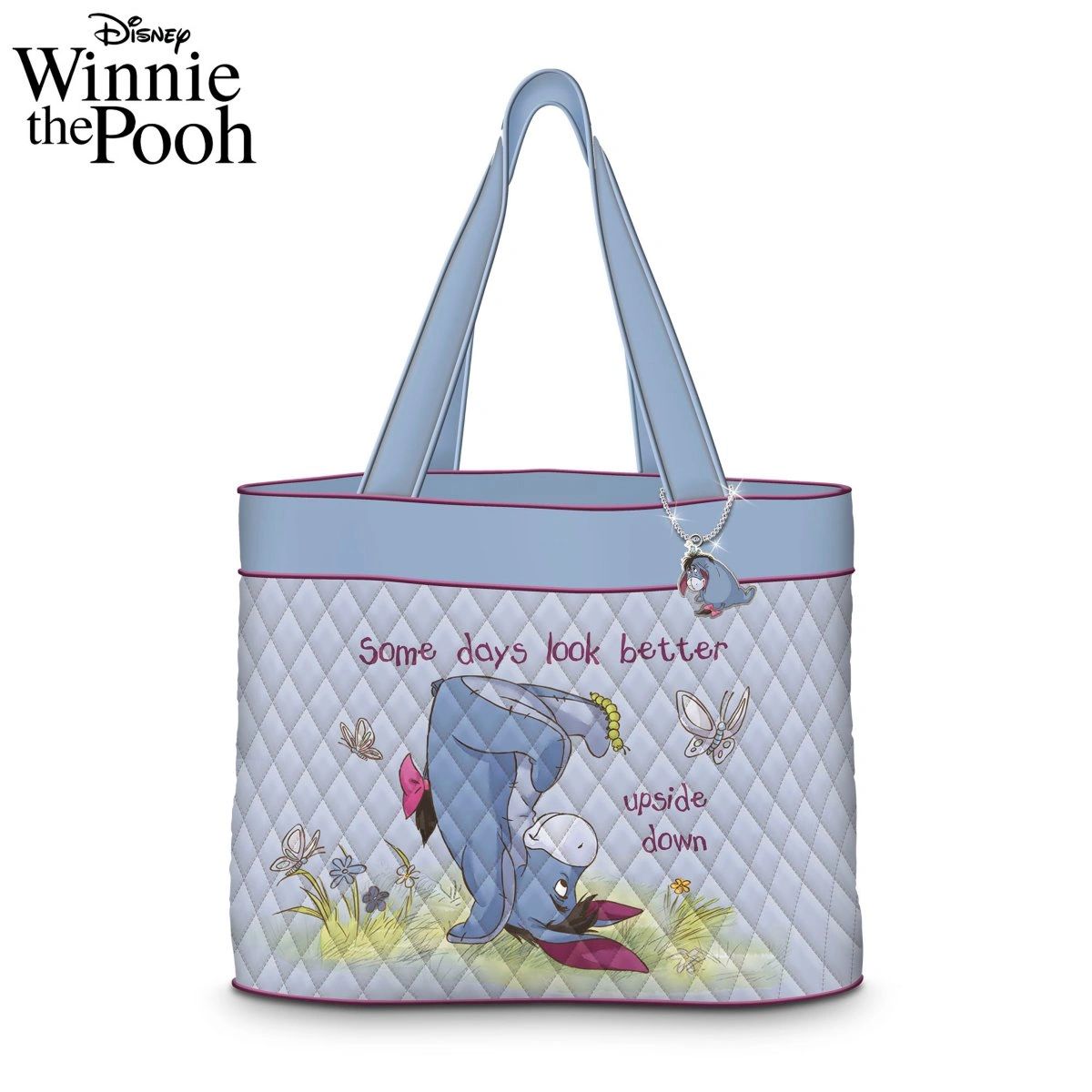 Disney Winnie The Pooh Eeyore Quilted Tote Bag With Charm by The Bradford Exchange